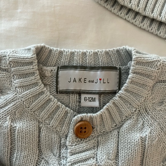 Jake and Jill matching cardigan, knit hat, and blanket - Picture 3 of 3